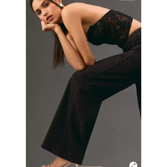 Anthropologie AMO Severine‎ Cargo High Rise Wide Leg Jeans Size 26 Black Relaxed - Picture 6 of 16